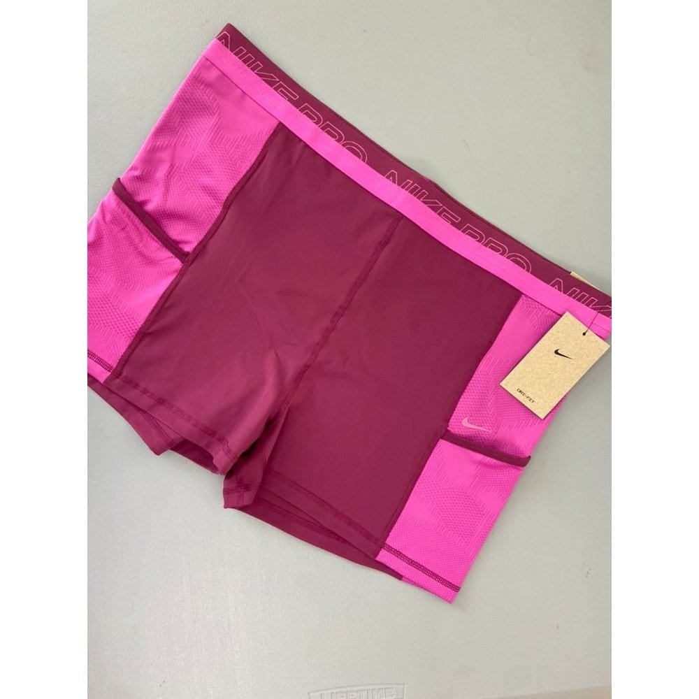 Nike Pro women's XXL‎ pink tight fit compression high rise shorts with pockets